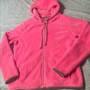Hot Pink Fleece Zip-Up Hoodie with pockets